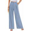 imagePRETTYGARDEN Wide Leg Pants for Women Trendy 2025 Fall High Waisted Business Casual Outfits Work Pant TrousersGrey Blue