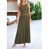 imagePRETTYGARDEN Womens 2 Piece Maxi Skirt Sets Casual Summer Knit Cropped Tank Top High Waisted Long Skirts OutfitArmy Green