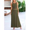 imagePRETTYGARDEN Womens 2 Piece Maxi Skirt Sets Casual Summer Knit Cropped Tank Top High Waisted Long Skirts OutfitArmy Green