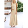 imagePRETTYGARDEN Womens 2 Piece Maxi Skirt Sets Casual Summer Knit Cropped Tank Top High Waisted Long Skirts OutfitBeige