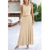 imagePRETTYGARDEN Womens 2 Piece Maxi Skirt Sets Casual Summer Knit Cropped Tank Top High Waisted Long Skirts OutfitBeige