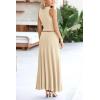 imagePRETTYGARDEN Womens 2 Piece Maxi Skirt Sets Casual Summer Knit Cropped Tank Top High Waisted Long Skirts OutfitBeige