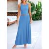 imagePRETTYGARDEN Womens 2 Piece Maxi Skirt Sets Casual Summer Knit Cropped Tank Top High Waisted Long Skirts OutfitBlue