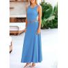 imagePRETTYGARDEN Womens 2 Piece Maxi Skirt Sets Casual Summer Knit Cropped Tank Top High Waisted Long Skirts OutfitBlue