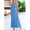 imagePRETTYGARDEN Womens 2 Piece Maxi Skirt Sets Casual Summer Knit Cropped Tank Top High Waisted Long Skirts OutfitBlue