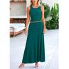 imagePRETTYGARDEN Womens 2 Piece Maxi Skirt Sets Casual Summer Knit Cropped Tank Top High Waisted Long Skirts OutfitBlue Green