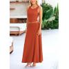 imagePRETTYGARDEN Womens 2 Piece Maxi Skirt Sets Casual Summer Knit Cropped Tank Top High Waisted Long Skirts OutfitBrick Red