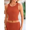 imagePRETTYGARDEN Womens 2 Piece Maxi Skirt Sets Casual Summer Knit Cropped Tank Top High Waisted Long Skirts OutfitBrick Red