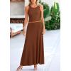 imagePRETTYGARDEN Womens 2 Piece Maxi Skirt Sets Casual Summer Knit Cropped Tank Top High Waisted Long Skirts OutfitBrown