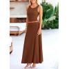 imagePRETTYGARDEN Womens 2 Piece Maxi Skirt Sets Casual Summer Knit Cropped Tank Top High Waisted Long Skirts OutfitBrown