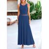 imagePRETTYGARDEN Womens 2 Piece Maxi Skirt Sets Casual Summer Knit Cropped Tank Top High Waisted Long Skirts OutfitDark Blue