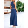 imagePRETTYGARDEN Womens 2 Piece Maxi Skirt Sets Casual Summer Knit Cropped Tank Top High Waisted Long Skirts OutfitDark Blue