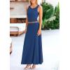 imagePRETTYGARDEN Womens 2 Piece Maxi Skirt Sets Casual Summer Knit Cropped Tank Top High Waisted Long Skirts OutfitDark Blue