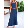 imagePRETTYGARDEN Womens 2 Piece Maxi Skirt Sets Casual Summer Knit Cropped Tank Top High Waisted Long Skirts OutfitDark Blue