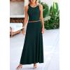 imagePRETTYGARDEN Womens 2 Piece Maxi Skirt Sets Casual Summer Knit Cropped Tank Top High Waisted Long Skirts OutfitDark Green