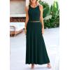 imagePRETTYGARDEN Womens 2 Piece Maxi Skirt Sets Casual Summer Knit Cropped Tank Top High Waisted Long Skirts OutfitDark Green