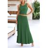 imagePRETTYGARDEN Womens 2 Piece Maxi Skirt Sets Casual Summer Knit Cropped Tank Top High Waisted Long Skirts OutfitGreen