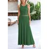 imagePRETTYGARDEN Womens 2 Piece Maxi Skirt Sets Casual Summer Knit Cropped Tank Top High Waisted Long Skirts OutfitGreen