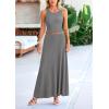 imagePRETTYGARDEN Womens 2 Piece Maxi Skirt Sets Casual Summer Knit Cropped Tank Top High Waisted Long Skirts OutfitGrey