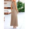 imagePRETTYGARDEN Womens 2 Piece Maxi Skirt Sets Casual Summer Knit Cropped Tank Top High Waisted Long Skirts OutfitKhaki