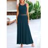 imagePRETTYGARDEN Womens 2 Piece Maxi Skirt Sets Casual Summer Knit Cropped Tank Top High Waisted Long Skirts OutfitLake Blue