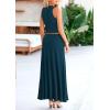 imagePRETTYGARDEN Womens 2 Piece Maxi Skirt Sets Casual Summer Knit Cropped Tank Top High Waisted Long Skirts OutfitLake Blue