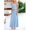imagePRETTYGARDEN Womens 2 Piece Maxi Skirt Sets Casual Summer Knit Cropped Tank Top High Waisted Long Skirts OutfitLight Blue