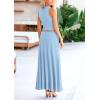 imagePRETTYGARDEN Womens 2 Piece Maxi Skirt Sets Casual Summer Knit Cropped Tank Top High Waisted Long Skirts OutfitLight Blue