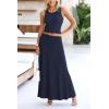 imagePRETTYGARDEN Womens 2 Piece Maxi Skirt Sets Casual Summer Knit Cropped Tank Top High Waisted Long Skirts OutfitNavy
