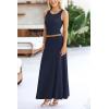 imagePRETTYGARDEN Womens 2 Piece Maxi Skirt Sets Casual Summer Knit Cropped Tank Top High Waisted Long Skirts OutfitNavy