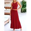 imagePRETTYGARDEN Womens 2 Piece Maxi Skirt Sets Casual Summer Knit Cropped Tank Top High Waisted Long Skirts OutfitRed