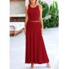 imagePRETTYGARDEN Womens 2 Piece Maxi Skirt Sets Casual Summer Knit Cropped Tank Top High Waisted Long Skirts OutfitRed