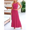 imagePRETTYGARDEN Womens 2 Piece Maxi Skirt Sets Casual Summer Knit Cropped Tank Top High Waisted Long Skirts OutfitRose Red