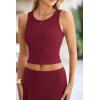 imagePRETTYGARDEN Womens 2 Piece Maxi Skirt Sets Casual Summer Knit Cropped Tank Top High Waisted Long Skirts OutfitWine Red