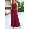 imagePRETTYGARDEN Womens 2 Piece Maxi Skirt Sets Casual Summer Knit Cropped Tank Top High Waisted Long Skirts OutfitWine Red