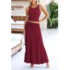 imagePRETTYGARDEN Womens 2 Piece Maxi Skirt Sets Casual Summer Knit Cropped Tank Top High Waisted Long Skirts OutfitWine Red