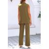 imagePRETTYGARDEN Womens 2 Piece Outfits Sleeveless Suit Vest and Wide Leg Pants Business Casual Blazer SetsArmy Green
