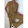 imagePRETTYGARDEN Womens 2 Piece Outfits Sleeveless Suit Vest and Wide Leg Pants Business Casual Blazer SetsArmy Green