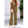 imagePRETTYGARDEN Womens 2 Piece Outfits Sleeveless Suit Vest and Wide Leg Pants Business Casual Blazer SetsArmy Green