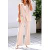 imagePRETTYGARDEN Womens 2 Piece Outfits Sleeveless Suit Vest and Wide Leg Pants Business Casual Blazer SetsBeige