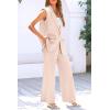 imagePRETTYGARDEN Womens 2 Piece Outfits Sleeveless Suit Vest and Wide Leg Pants Business Casual Blazer SetsBeige
