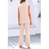 imagePRETTYGARDEN Womens 2 Piece Outfits Sleeveless Suit Vest and Wide Leg Pants Business Casual Blazer SetsBeige