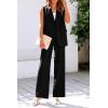 imagePRETTYGARDEN Womens 2 Piece Outfits Sleeveless Suit Vest and Wide Leg Pants Business Casual Blazer SetsBlack
