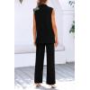 imagePRETTYGARDEN Womens 2 Piece Outfits Sleeveless Suit Vest and Wide Leg Pants Business Casual Blazer SetsBlack