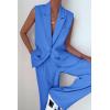 imagePRETTYGARDEN Womens 2 Piece Outfits Sleeveless Suit Vest and Wide Leg Pants Business Casual Blazer SetsBlue