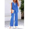 imagePRETTYGARDEN Womens 2 Piece Outfits Sleeveless Suit Vest and Wide Leg Pants Business Casual Blazer SetsBlue