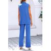 imagePRETTYGARDEN Womens 2 Piece Outfits Sleeveless Suit Vest and Wide Leg Pants Business Casual Blazer SetsBlue