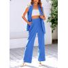 imagePRETTYGARDEN Womens 2 Piece Outfits Sleeveless Suit Vest and Wide Leg Pants Business Casual Blazer SetsBlue