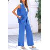 imagePRETTYGARDEN Womens 2 Piece Outfits Sleeveless Suit Vest and Wide Leg Pants Business Casual Blazer SetsBlue