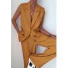 imagePRETTYGARDEN Womens 2 Piece Outfits Sleeveless Suit Vest and Wide Leg Pants Business Casual Blazer SetsBrown Yellow